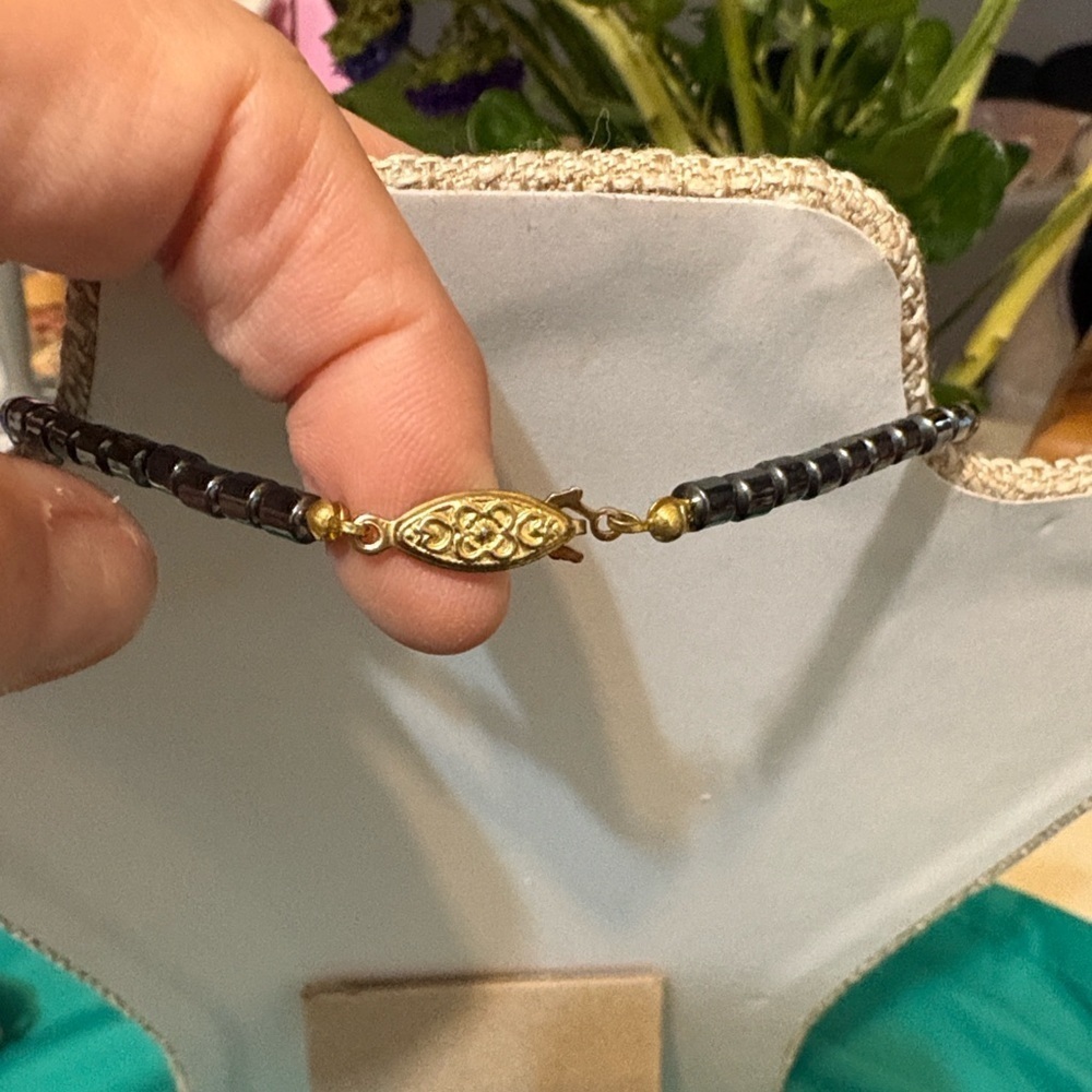 Vintage Hematite Necklace with fancy clasp - Picture 4 of 5